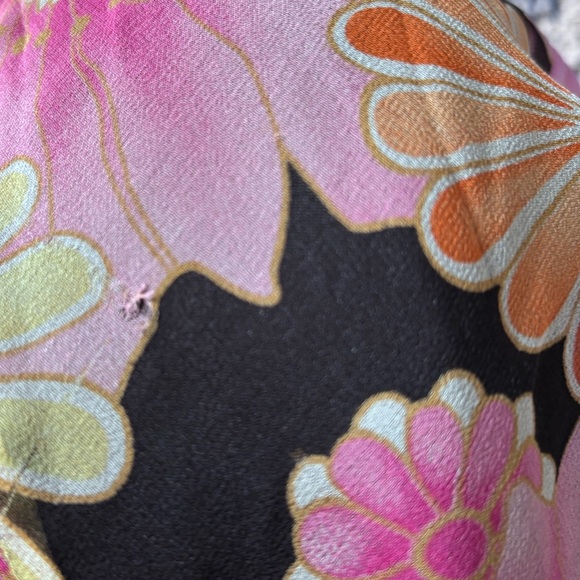 Allison Taylor Black and Pink Floral Silk Midi Skirt Size L - Picture 7 of 7
